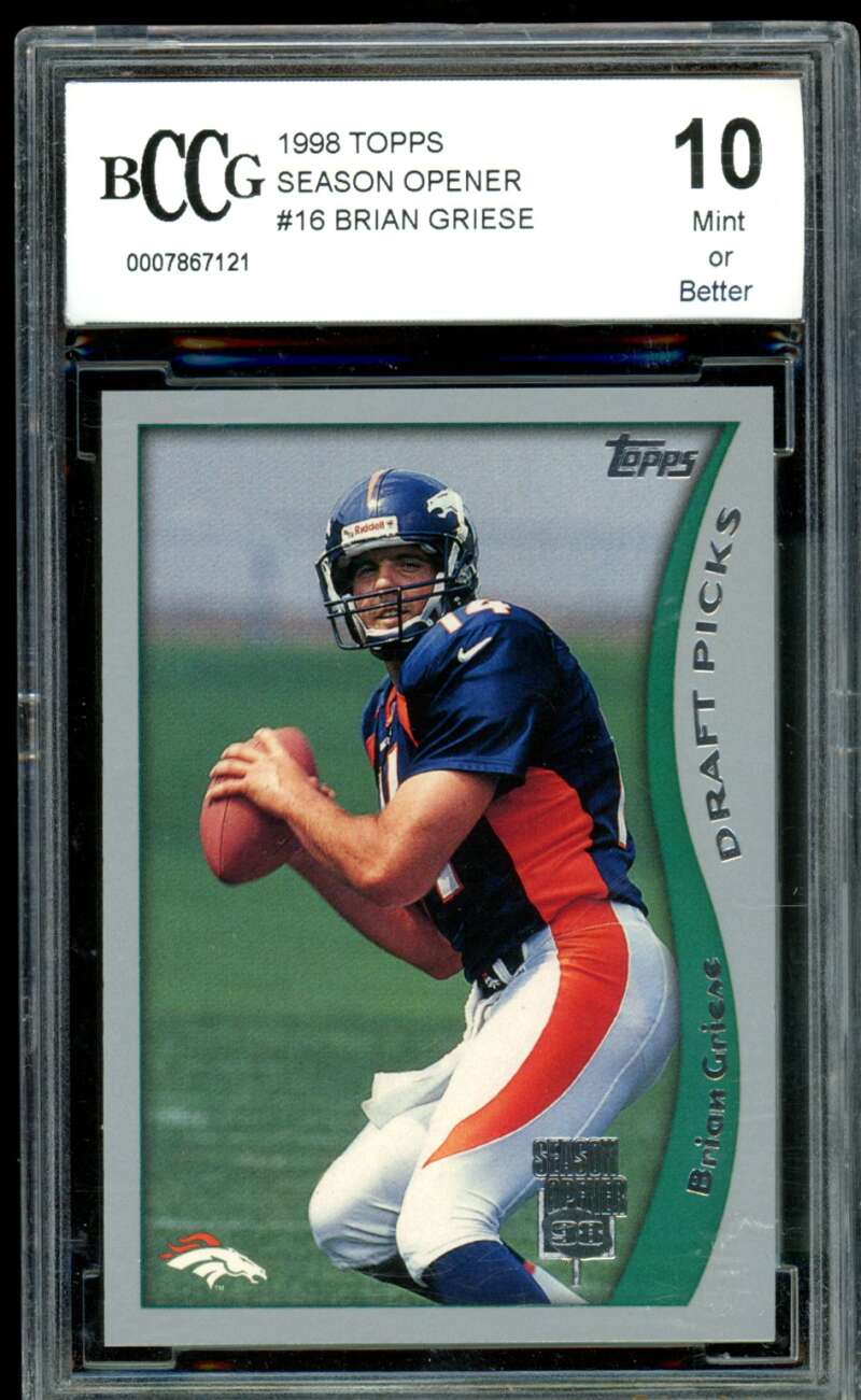Brian Griese Rookie Card 1998 Topps Season Opener #16 BGS BCCG 10 Image 1