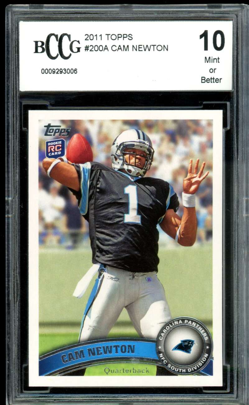 Cam Newton Rookie Card 2011 Topps #200A BGS BCCG 10 Image 1