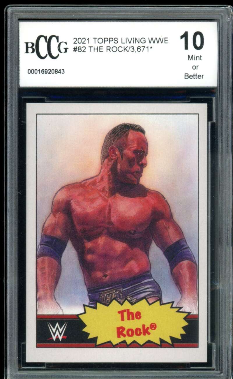 The Rock Card 2021 Topps Living #82 BGS BCCG 10 Image 1
