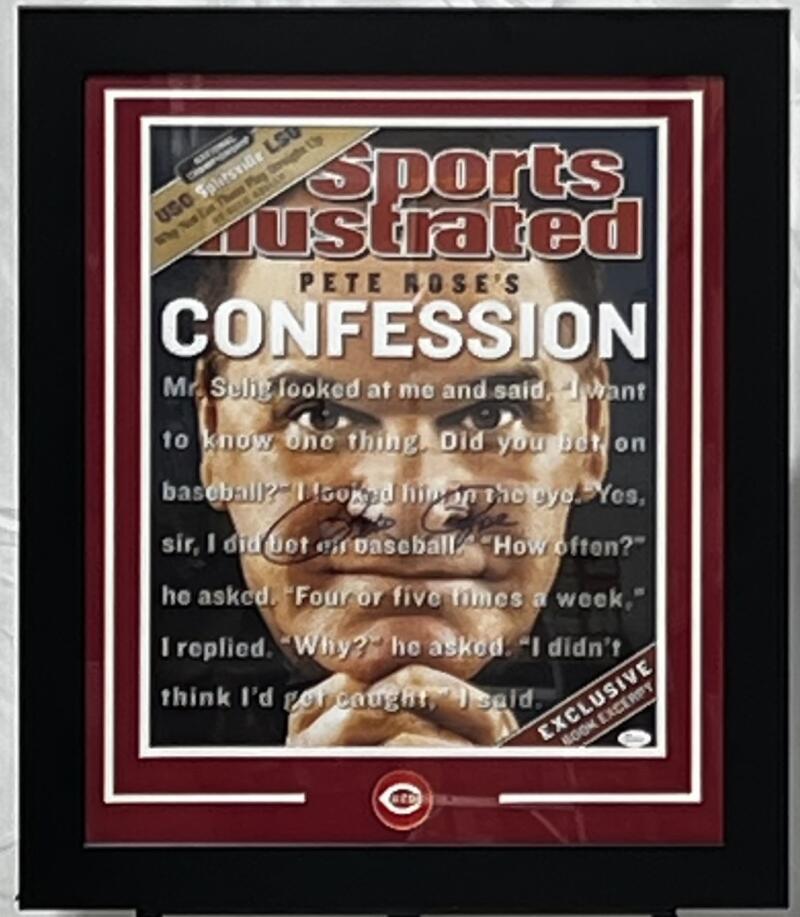 Pete Rose Autograph Signed Sports Illustrated 23x27 Framed Poster JSA Authentic Image 1