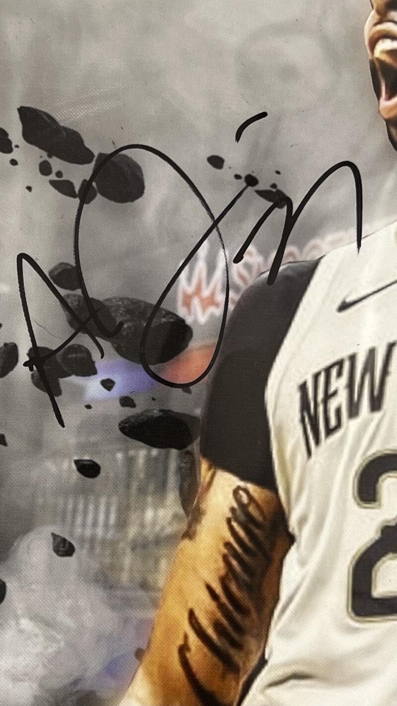 Anthony Davis Autographed Signed Pelicans 16x20 Framed Poster JSA Authentic Image 4