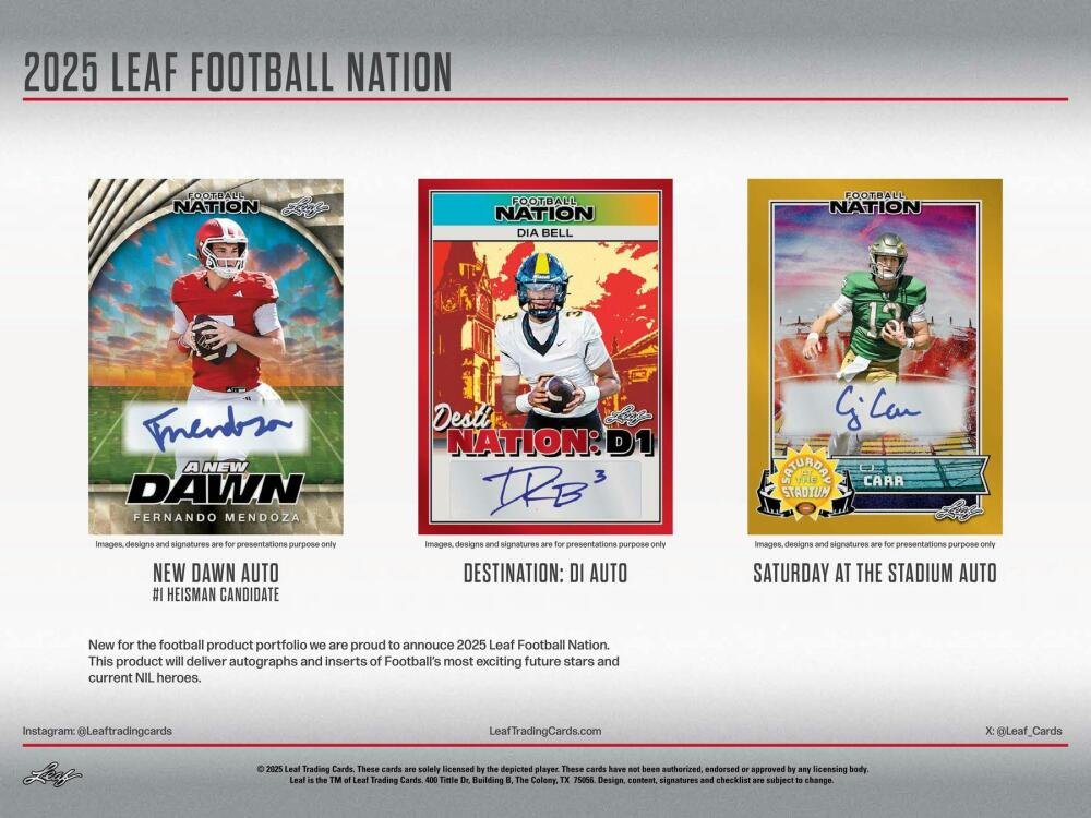 2025 Leaf Football Nation Hobby Box Image 3