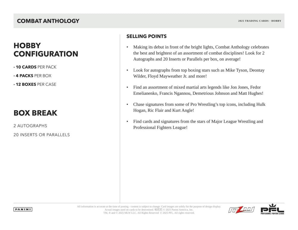 2025 Panini Combat Anthology Hobby Box Image 5