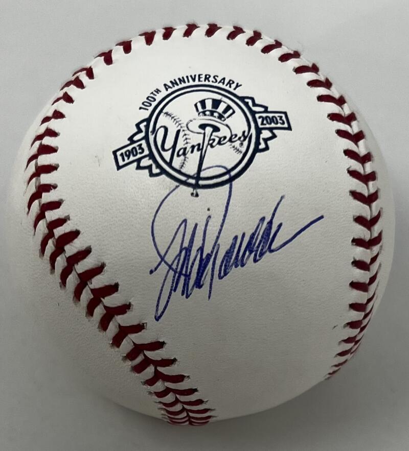 Jorge Posada Autograph Signed Yankees 100th Year Anniversary Ball PSA Authentic Image 1