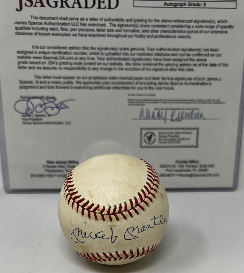 Mickey Mantle Autograph Signed Official American League Ball JSA Authentic Image 1