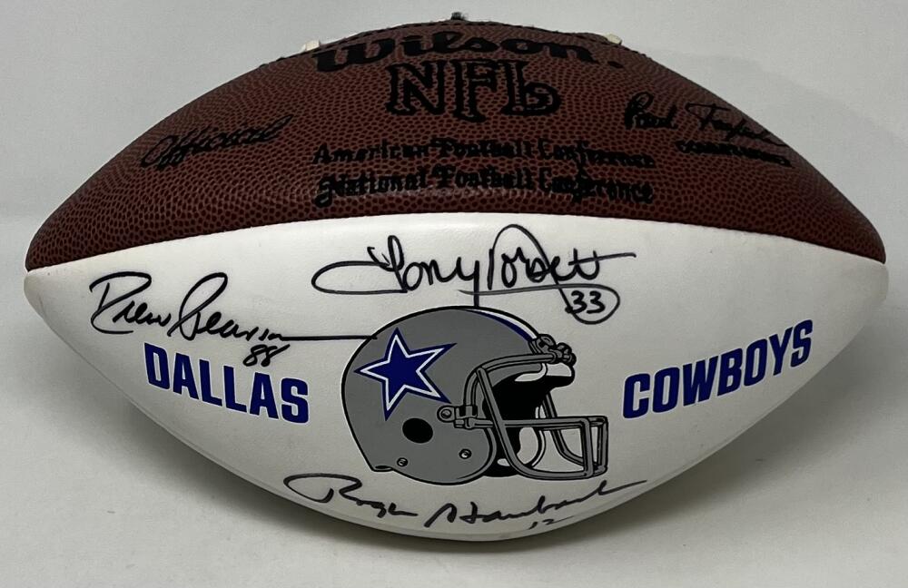 Dallas Cowboys  Staubach/ Dorset/Pearson Signed Autograph Football JSA Authentic Image 1