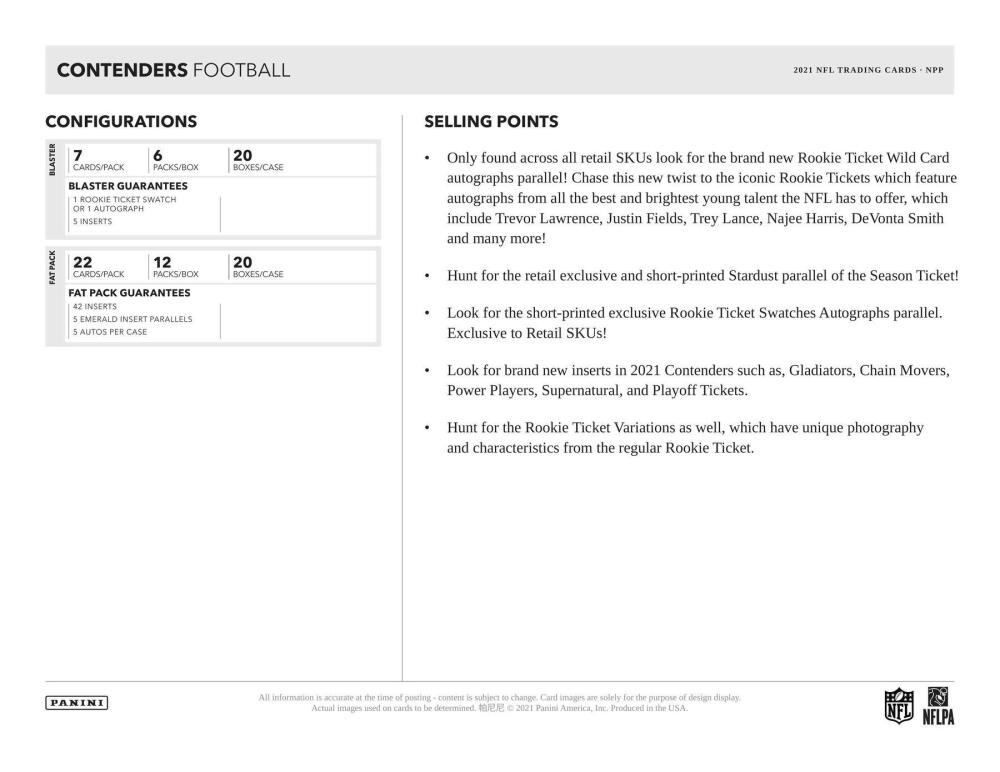2021 Panini Contenders Football 11-Pack Blaster Box (Sapphire Parallels!) (Fanatics) Image 6