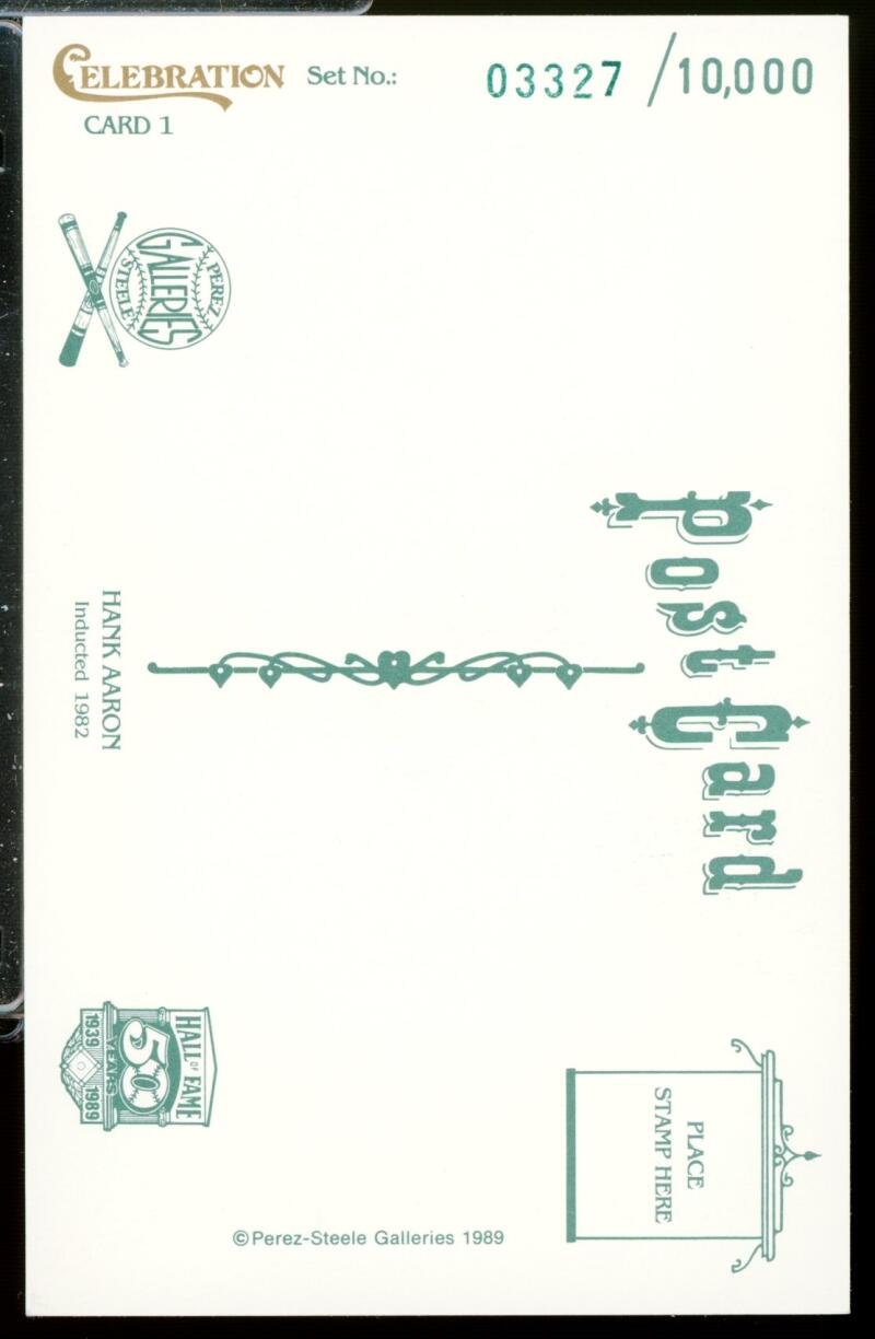 1989 Perez Steele Autograph Signed Hank Aaron H.O.F Postcard JSA Authentic /10000 Image 2