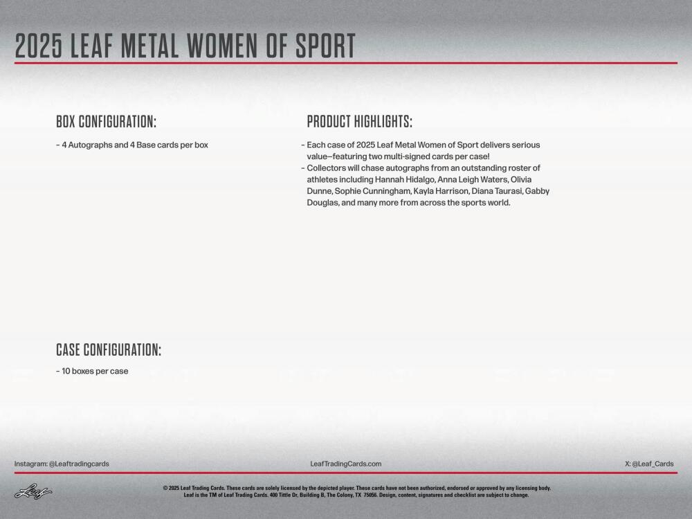 2025 Leaf Metal Women of Sport Hobby Box Image 9