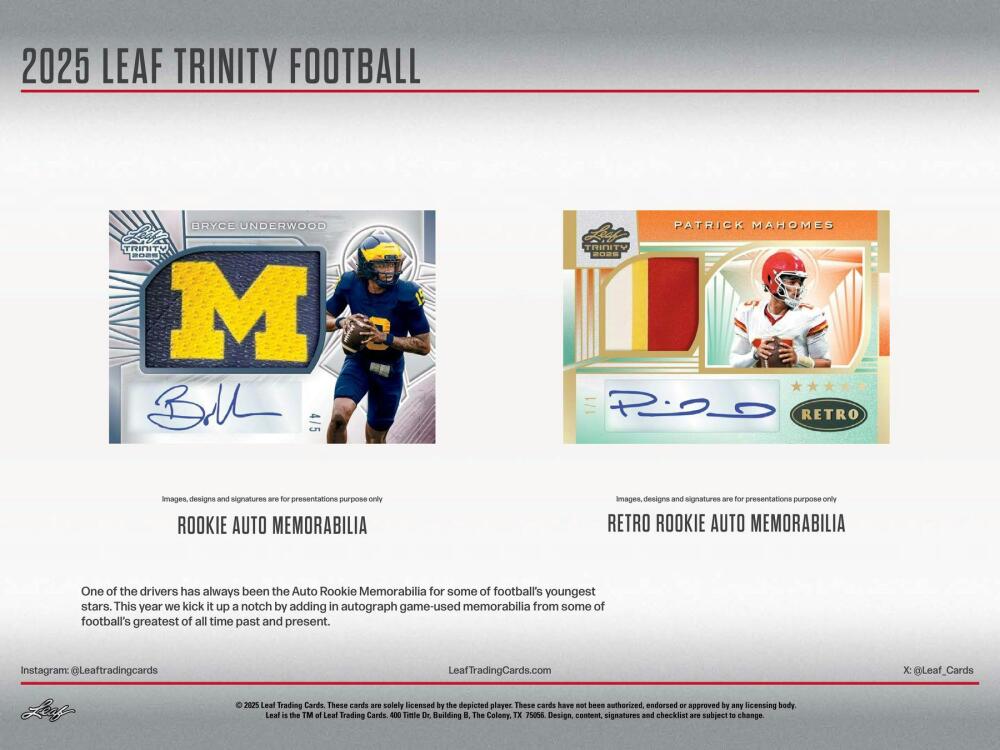 2025 Leaf Trinity Football Hobby Box Image 4