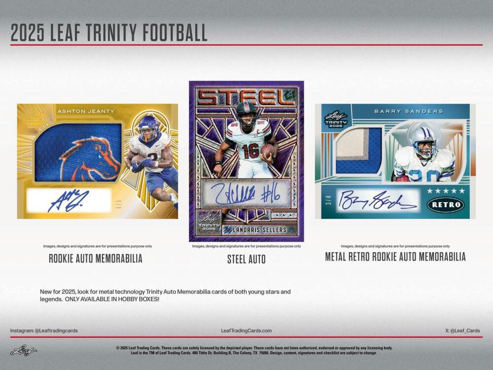 2025 Leaf Trinity Football Hobby Box Image 5
