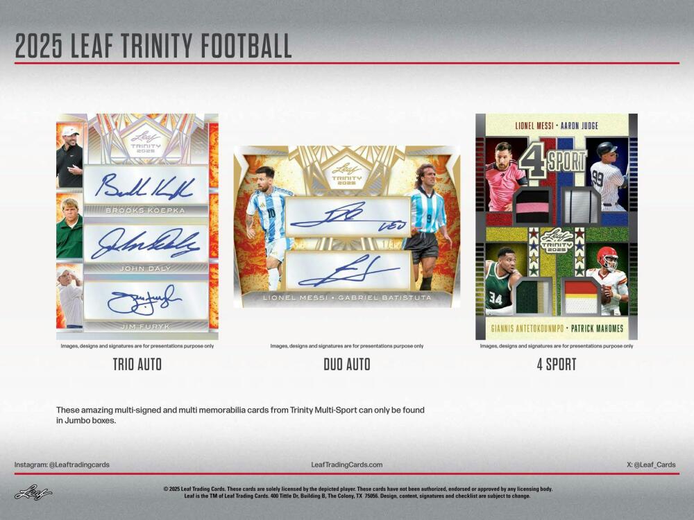2025 Leaf Trinity Football Hobby Box Image 8