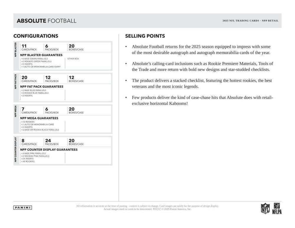 2025 Panini Absolute Football Mega Box Image 6