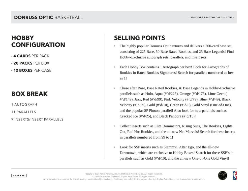 2024-25 Panini Donruss Optic Basketball Hobby Box Image 6