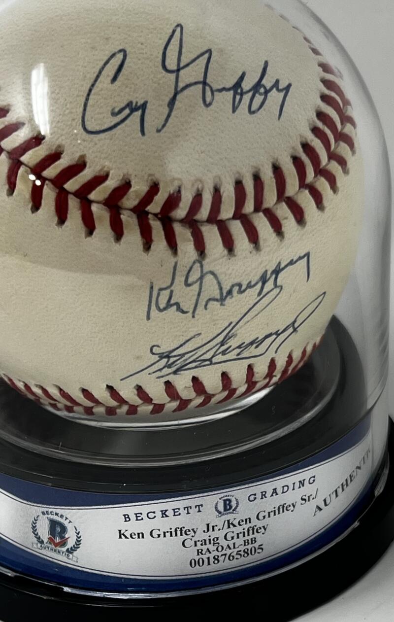 Craig, Ken, Ken Jr. Griffey Autograph Signed Official Major League Ball BAS Authentic Image 2