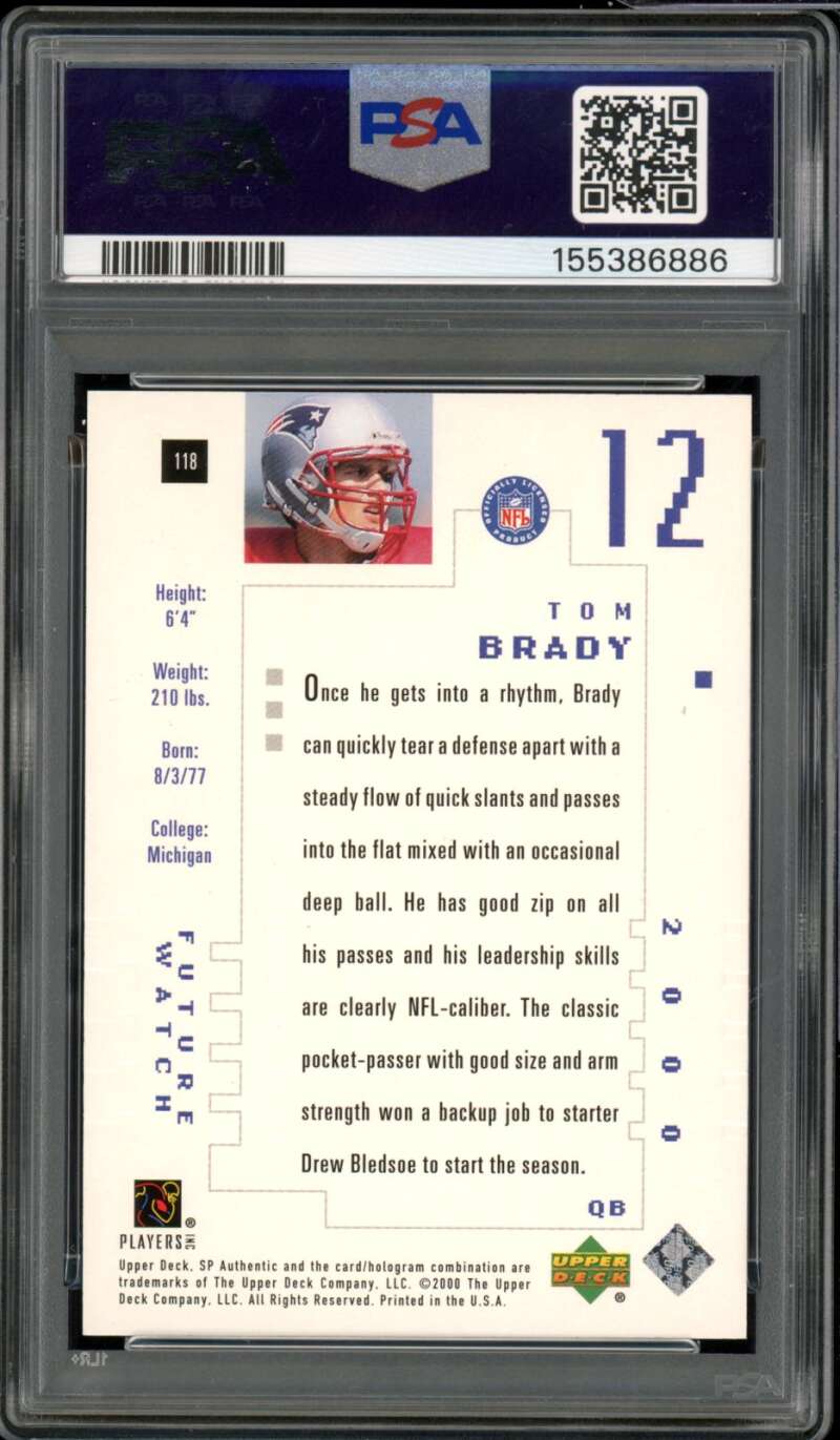 Tom Brady Rookie Card 2000 SP Authentic (352/1250) #118 PSA 9 –  SUPERIORSPORTSINVESTMENTS.COM