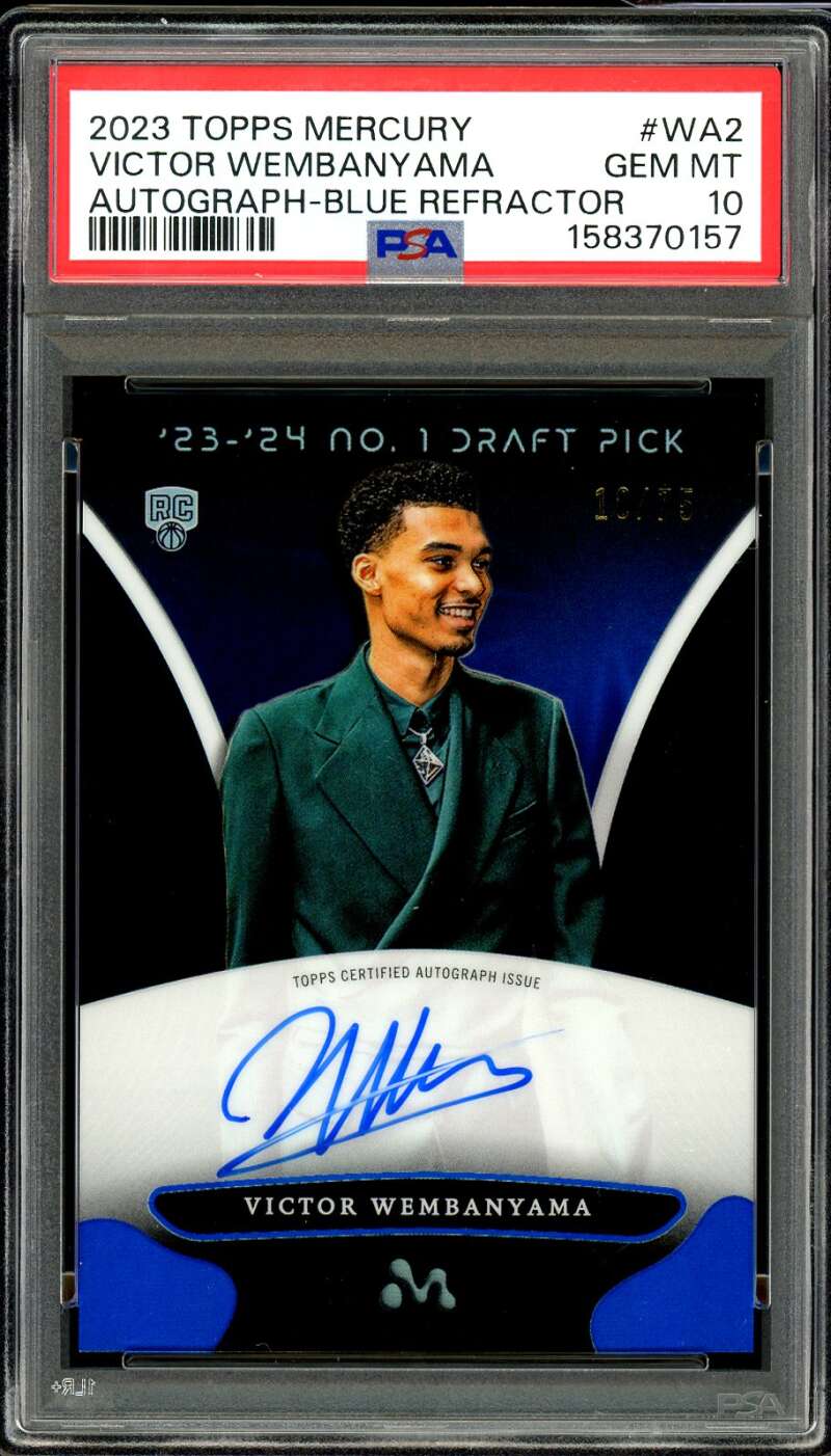 Victor Wembanyama Rookie 2023-24 Topps Mercury Auto Blue Refractor