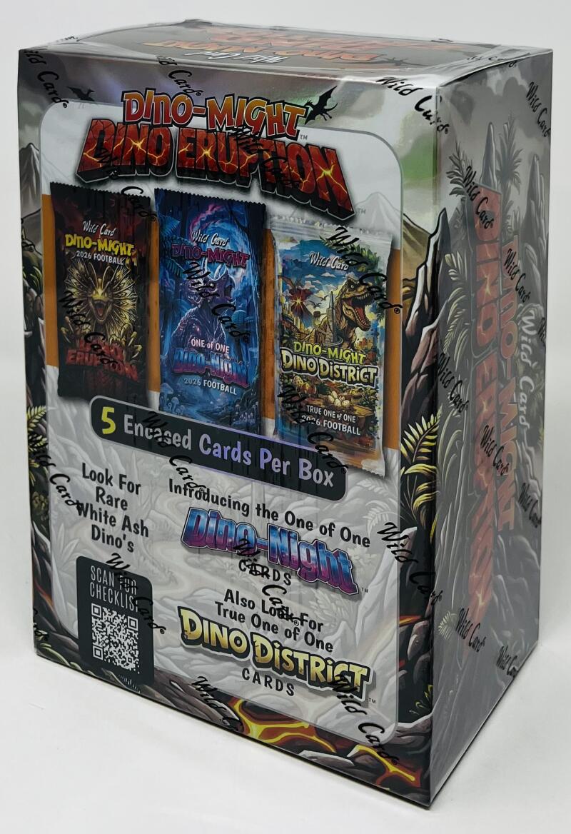 2026 Wild Card Dino-Might Football Dino Eruption Hobby Box