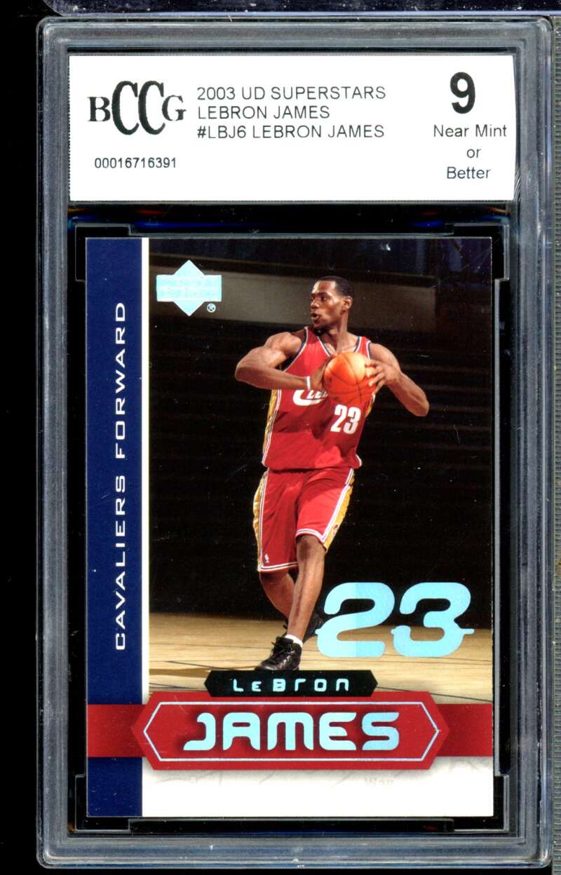2003 UD Superstars #LBJ6 Lebron James Rookie Card BGS BCCG 9 Near