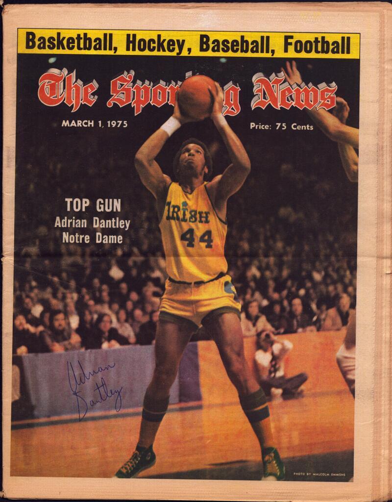 Adrian Dantley Notre Dame Autographed Signed The Sporting News 1975 Cover Image 1