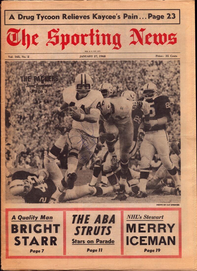 Donny Anderson Packers Autographed Signed The Sporting News Newspaper 1968 Cover Image 1