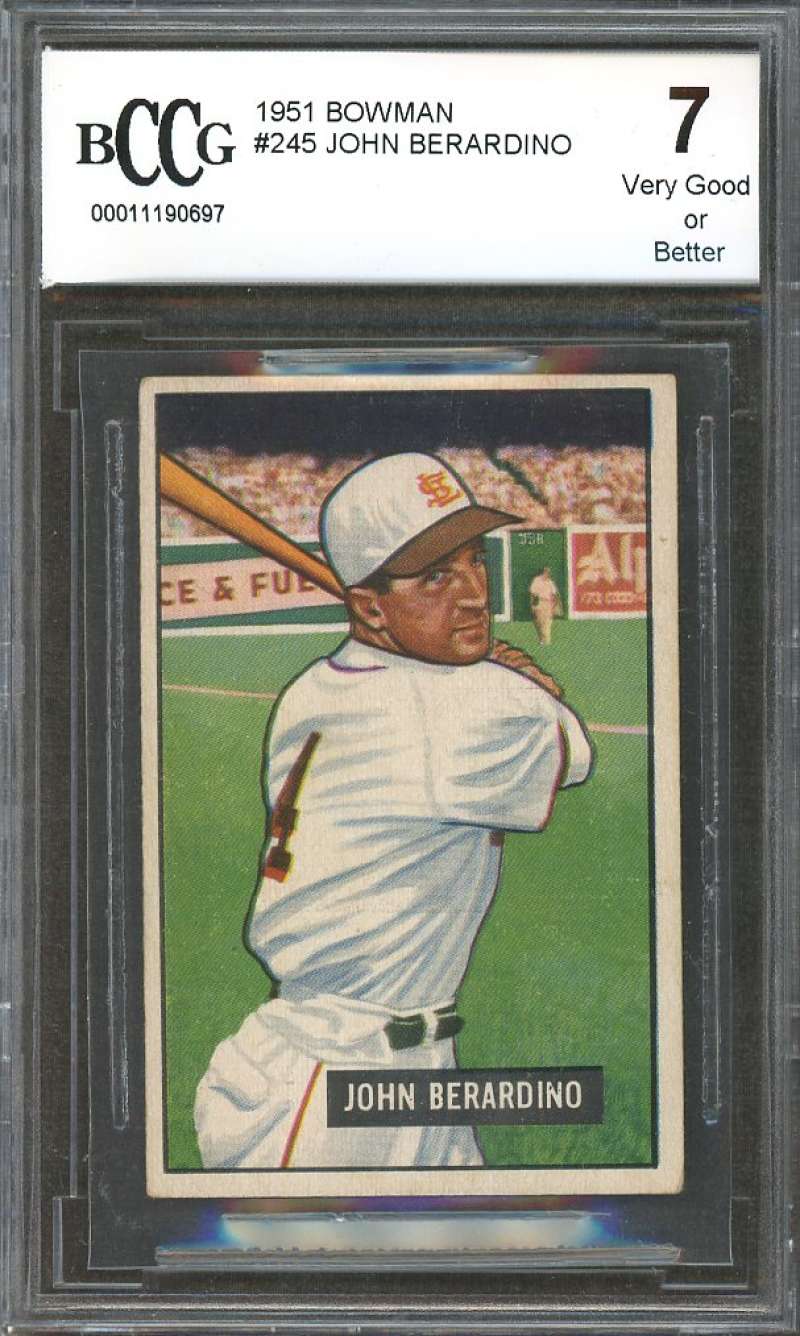 1951 bowman #245 JOHN BERARDINO st louis browns rookie (VG or BETTER) BGS BCCG 7 Image 1