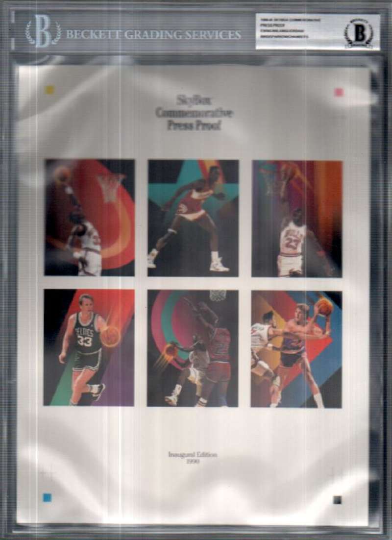 1990-91 skybox commemorative press proof EWING / LARRY BIRD / MICHAEL JORDAN BGS Image 1