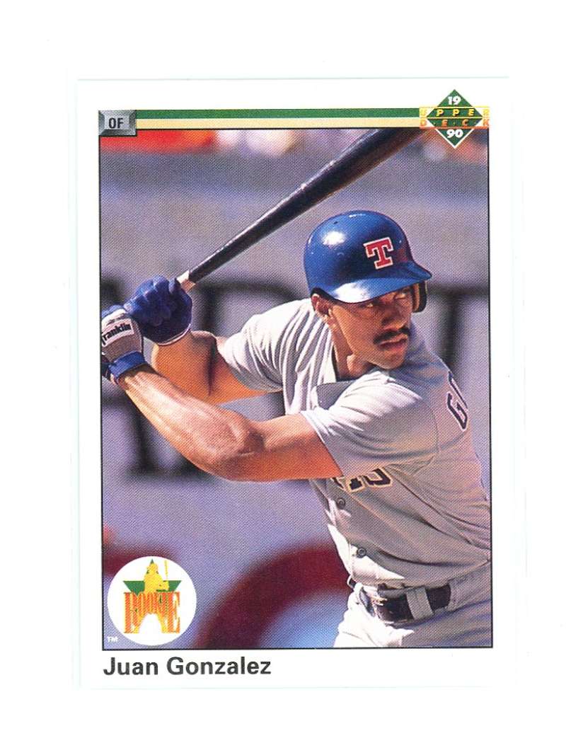 1990 Upper Deck 72 Juan Gonzalez Rookie Card  Image 1