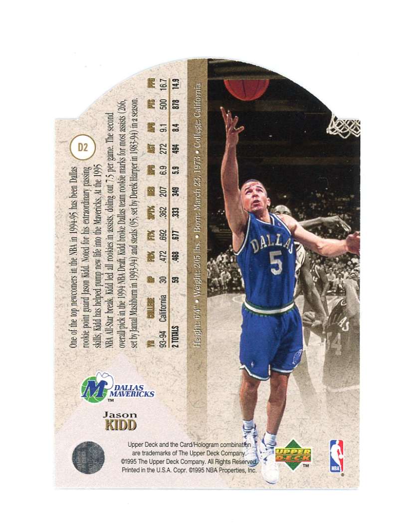 1994-95 SP Die Cut  d2 Jason Kidd Rookie Card  Image 2