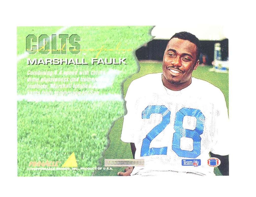 1994 Pinnacle 198 Marshall Faulk Rookie Card  Image 2