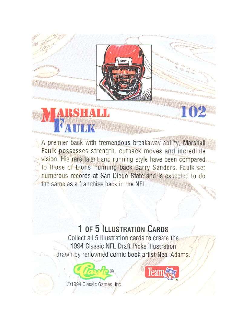 1994 Classic Sketch  102 Marshall Faulk Rookie Card  Image 2