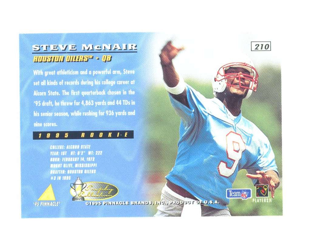 1995 Pinncle Trophy Collection  210 Steve McNair Rookie Card  Image 2