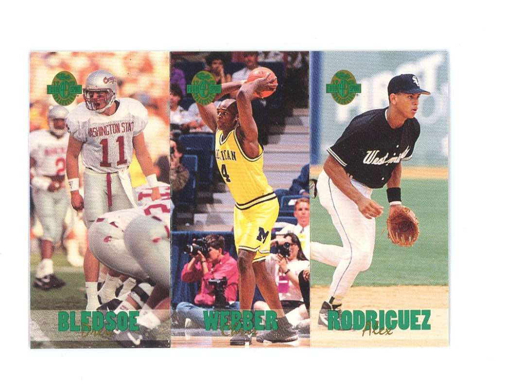 1993 Classic 4 Sports 1 Alex Rodiguez/Chirs Webber/Drew Bledsoe Rookie Card  Image 1