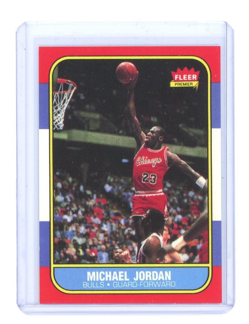 1986-87 Fleer #23 Michael Jordan Chicago Bulls Rookie REPRINT Card Special! Nice Gift Ships in New Card Holder  Image 1