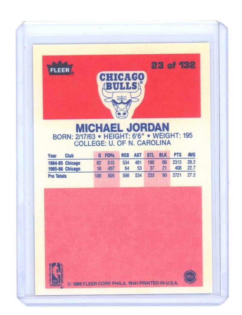 1986-87 Fleer #23 Michael Jordan Chicago Bulls Rookie REPRINT Card Special! Nice Gift Ships in New Card Holder  Image 2