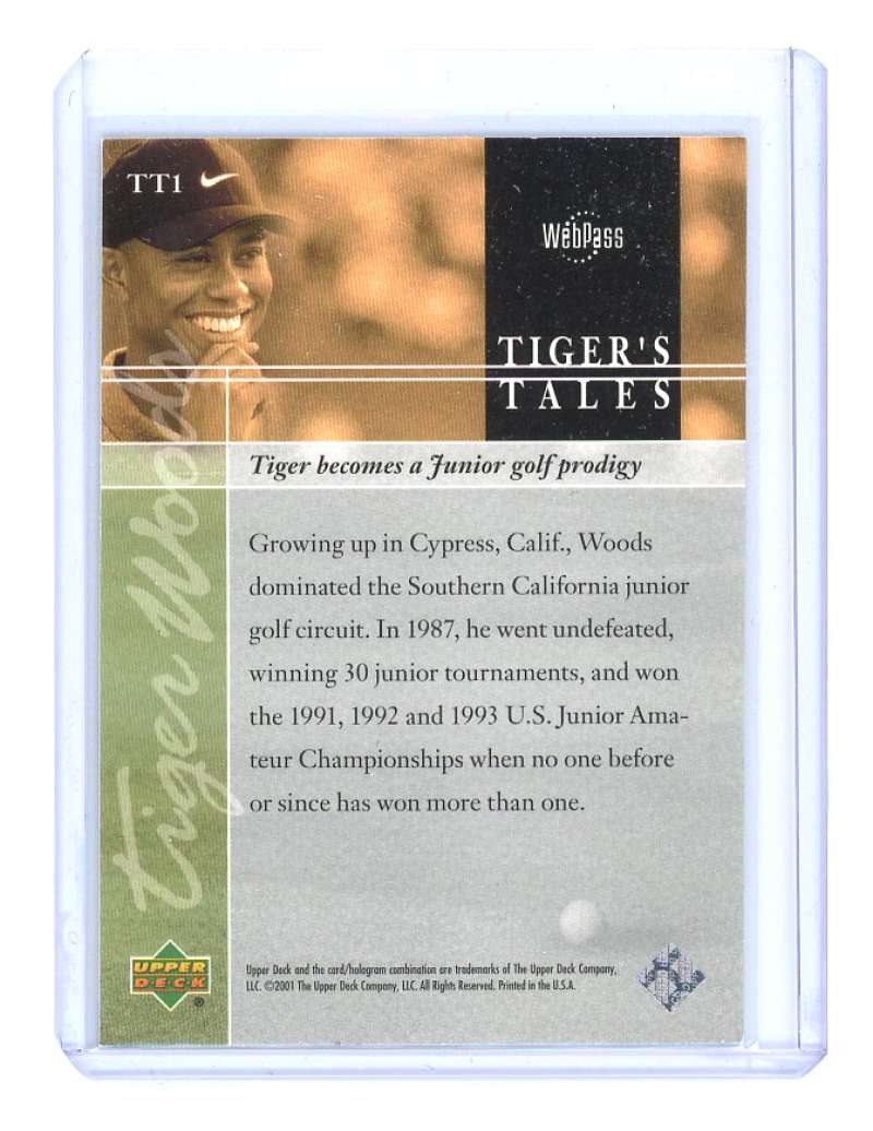 2001 upper deck tiger's tales #TT1 TIGER WOODS rookie card  Image 2
