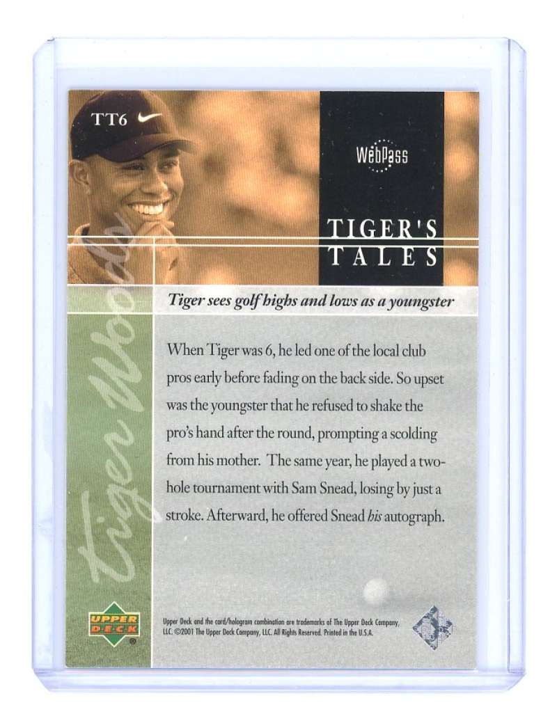 2001 upper deck tiger's tales #TT6 TIGER WOODS rookie card  Image 2
