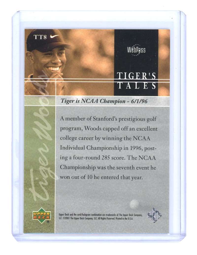 2001 upper deck tiger's tales #TT8 TIGER WOODS rookie card  Image 2