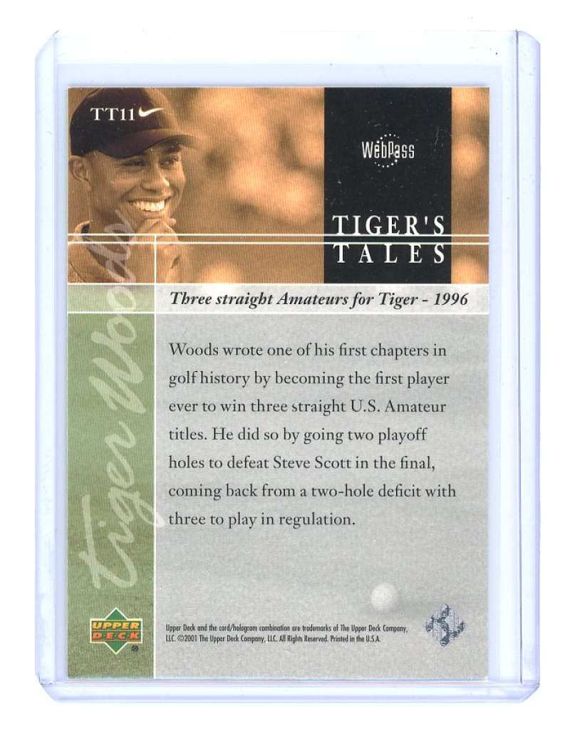 2001 upper deck tiger's tales #TT11 TIGER WOODS rookie card  Image 2