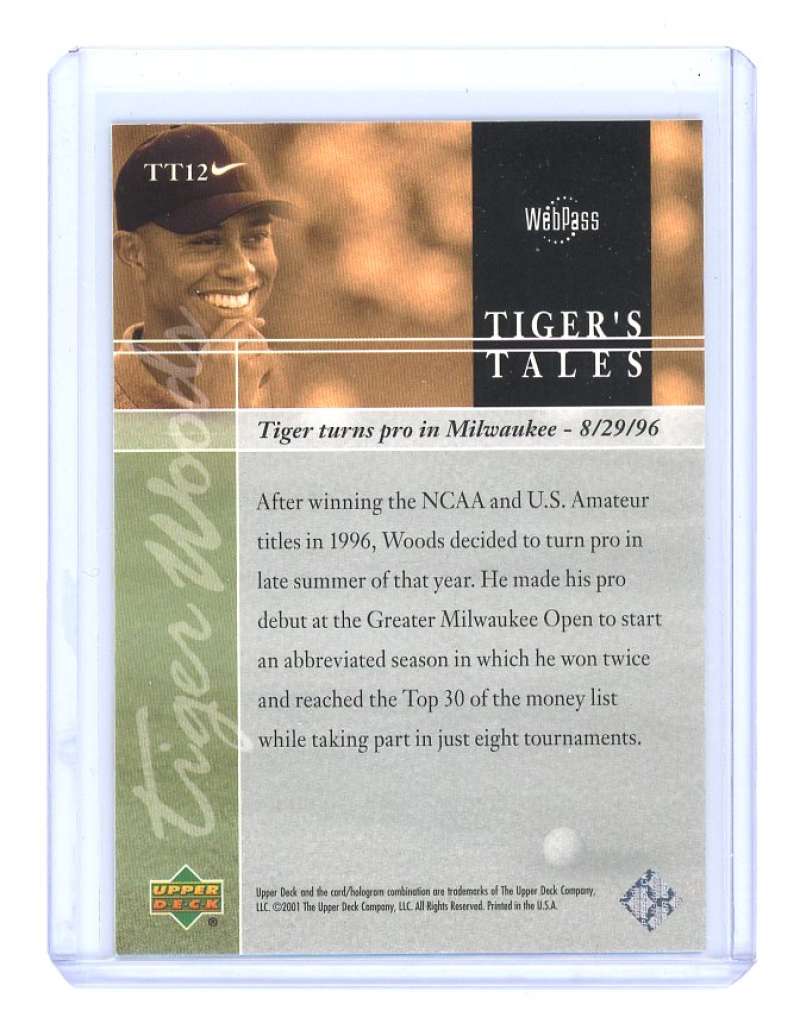 2001 upper deck tiger's tales #TT12 TIGER WOODS rookie card  Image 2
