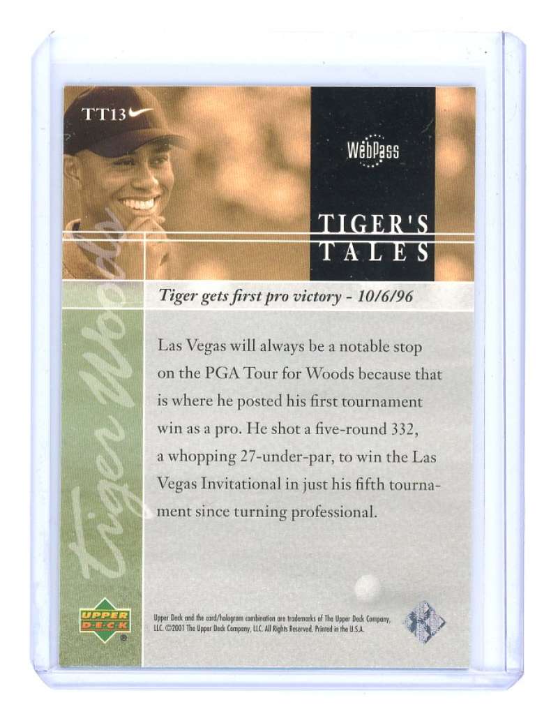2001 upper deck tiger's tales #TT13 TIGER WOODS rookie card  Image 2