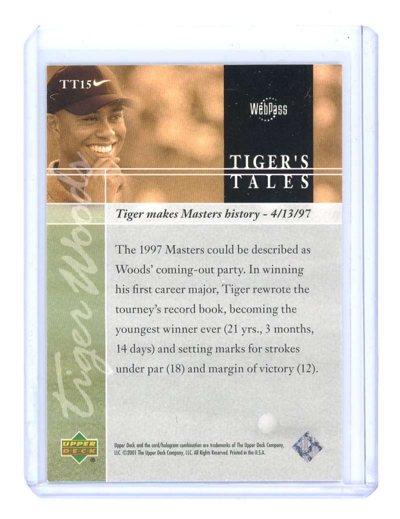 2001 upper deck tiger's tales #TT15 TIGER WOODS rookie card  Image 2