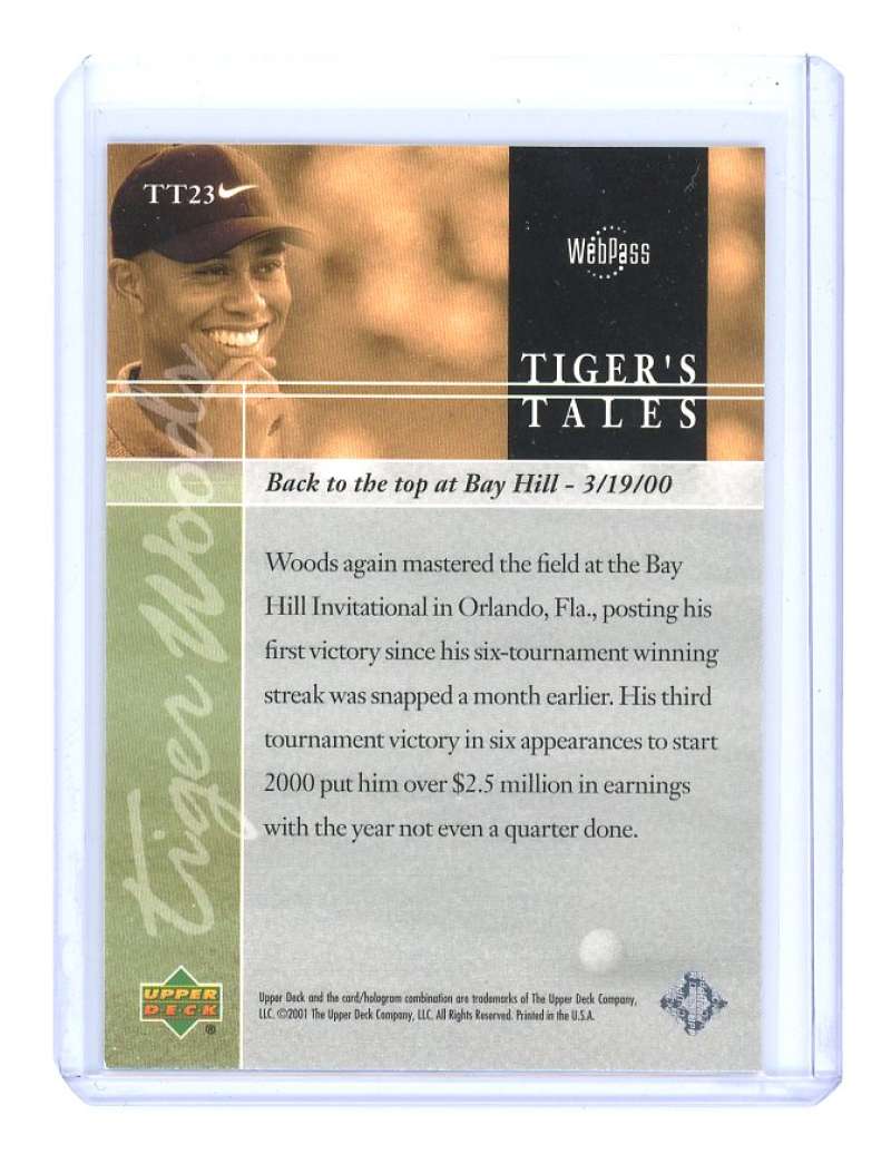2001 upper deck tiger's tales #TT23 TIGER WOODS rookie card  Image 2