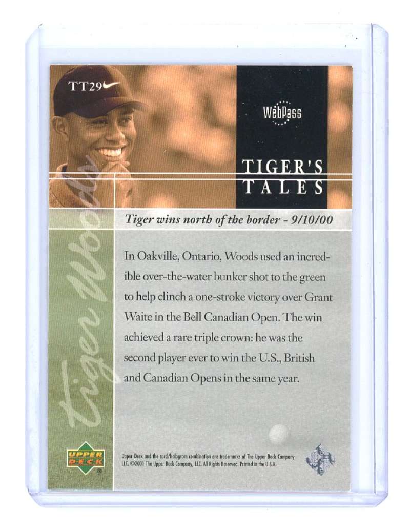 2001 upper deck tiger's tales #TT29 TIGER WOODS rookie card  Image 2