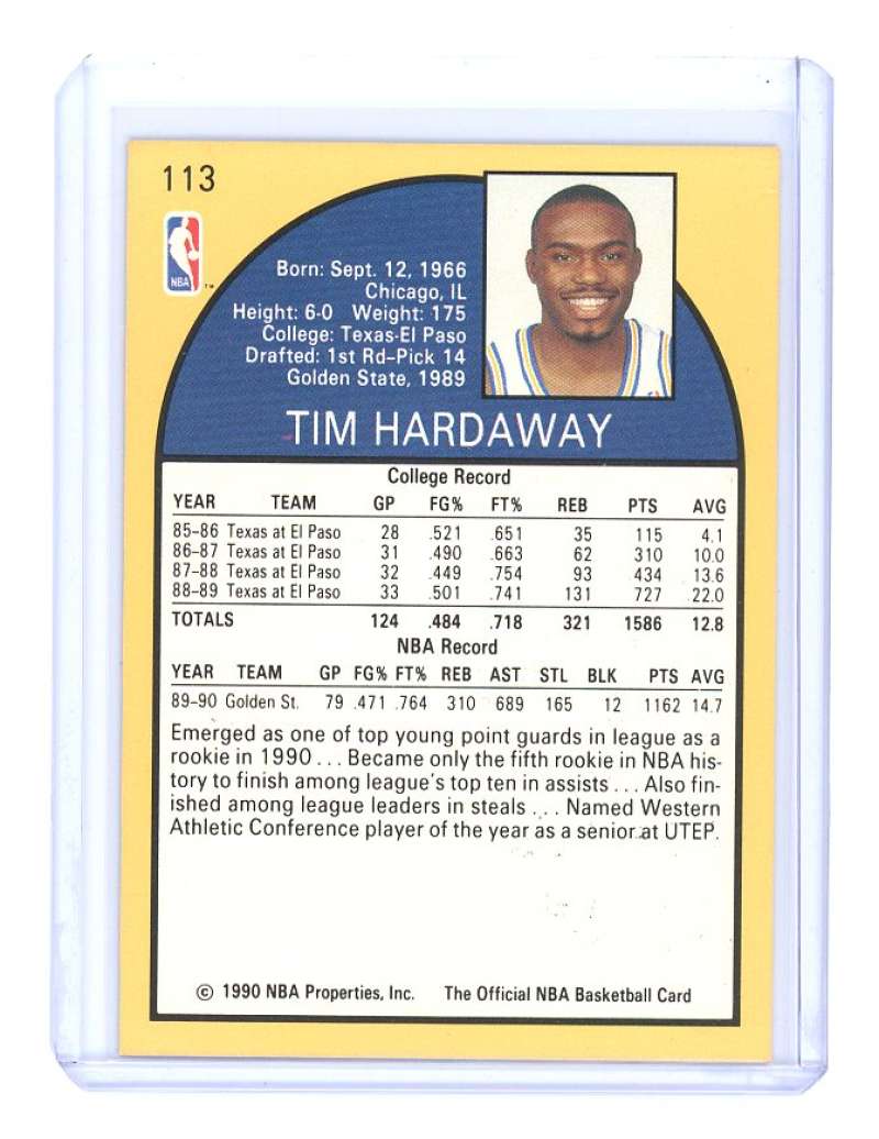 1990-91 hoops #113 TIM HARDAWAY golden state warriors rookie card- Image 2