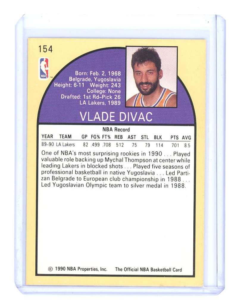 1990-91 hoops #154 VLADE DIVAC los angeles lakers rookie card- Image 2