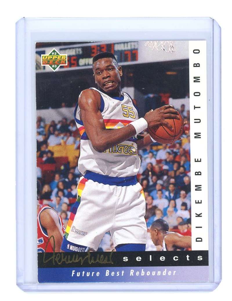 1992-93 upper deck jerry west selects #JW12 DIKEMBE MUTOMBO denver nuggets card- Image 1