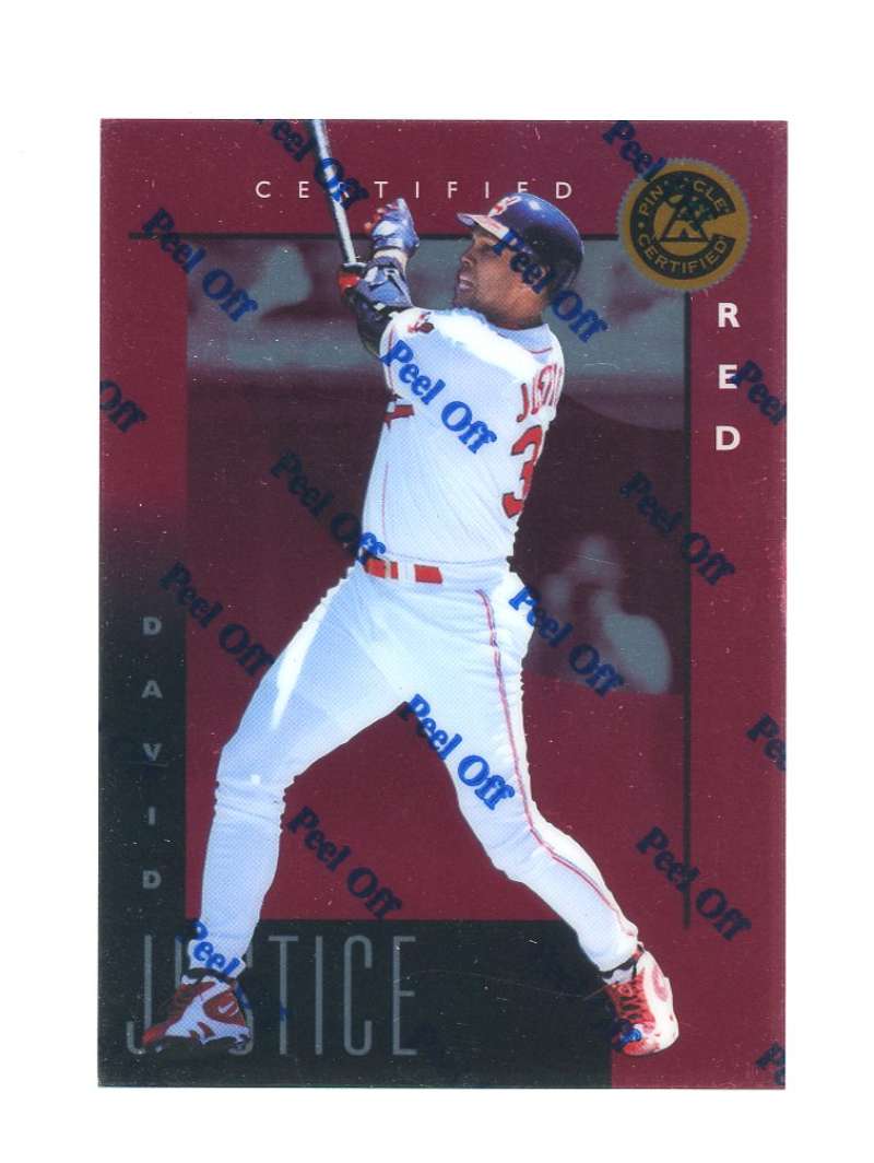 1998 Pinnacle Certified Red #19 David Justice Bankruptcy Test Issue Rookie Image 1