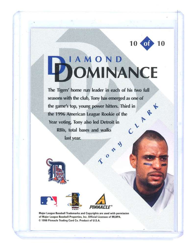 1999 Pinnacle Select Diamond Dominance #10 TONY CLARK detroit tigers Image 2