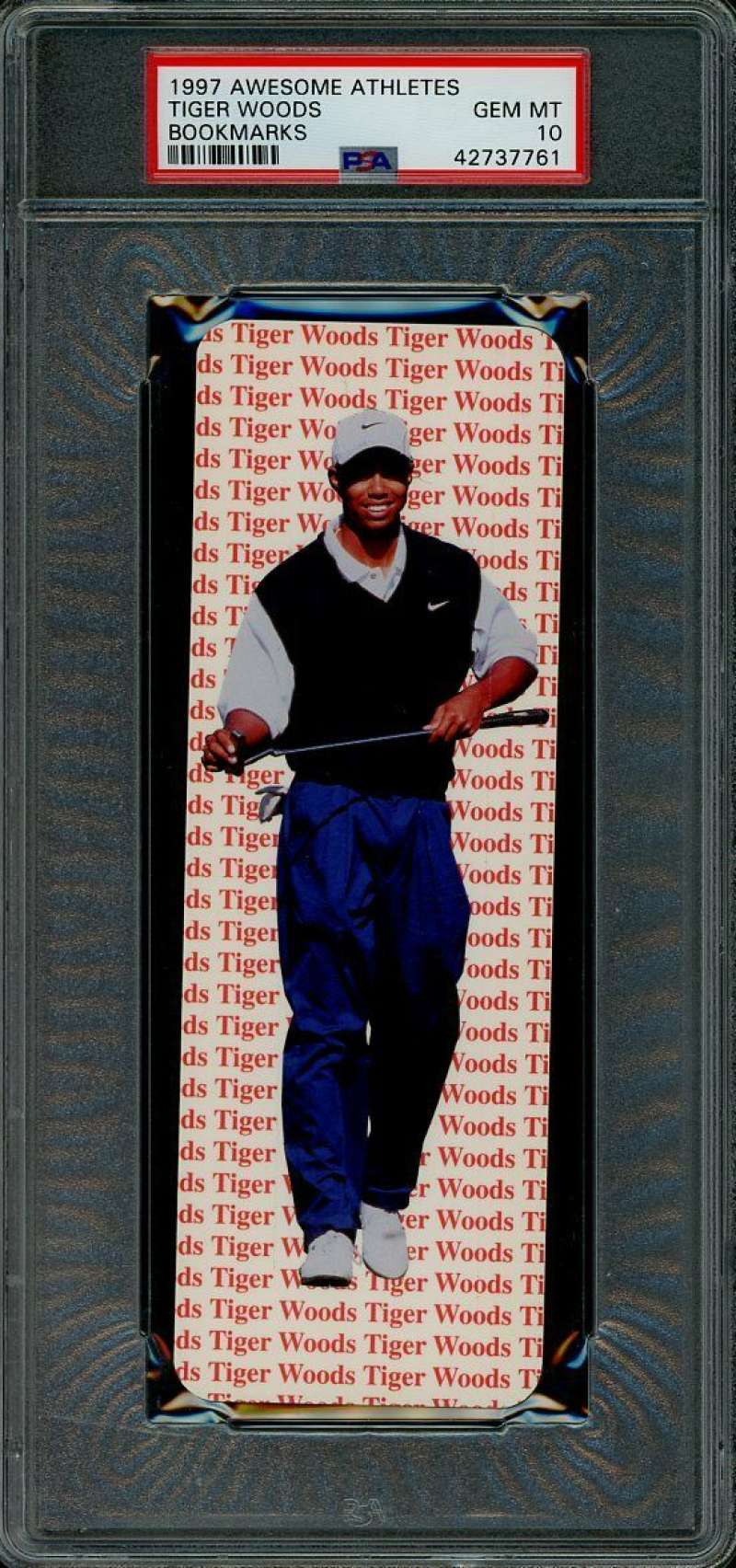 1997 Awesome Athletes Tiger Woods Book Marks Rookie Card Graded PSA 10 Gem Mint  Image 1